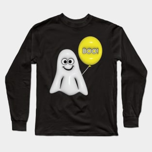 Boy Ghost with Yellow Balloon Long Sleeve T-Shirt